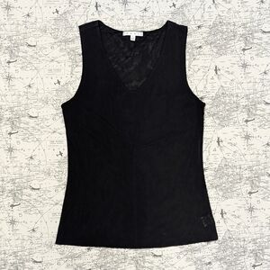 CAbi Black Double Lined Mesh V-neck Sleeveless Top Size Large